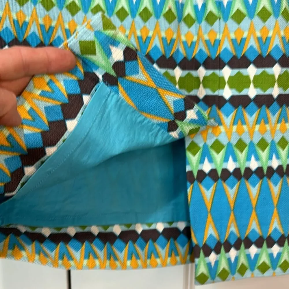 J. Crew The Pencil Skirt Tribal Geometric Pattern Size 2